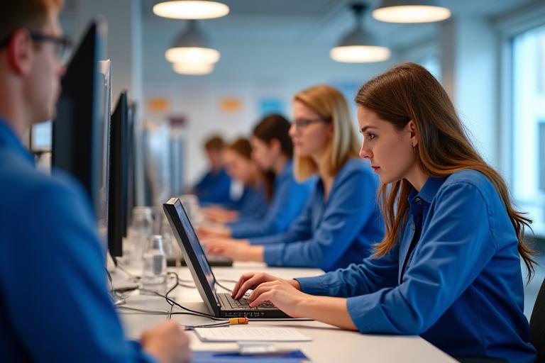 Equipo de Corriente Azul trabajando en desarrollo de juegos móviles